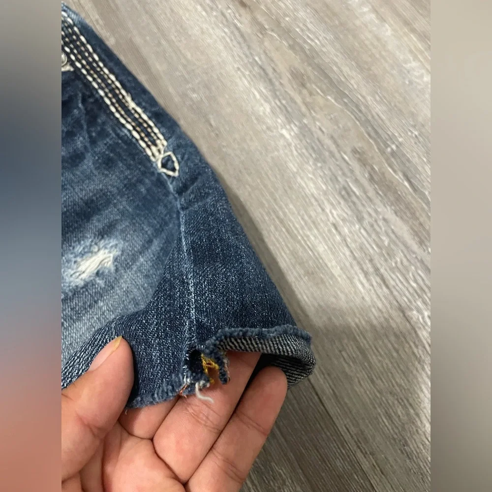 Rock Revival Blue Jean Shorts Distressed Mid-Thigh